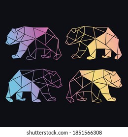 Geometric bear walking. Vector symbol illustration.