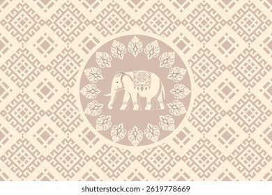 Geometric, 
Beautiful Thailand,elephant pattern,floral,thai pattern,seamless,Traditional,ethnic,fabric pattern for textiles,rugs, wallpaper,clothing, sarong,batik,print,background,illustration,vector