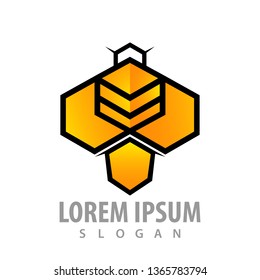 Geometric bee hexagon concept design. Symbol graphic template element 