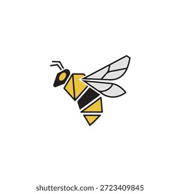  Ilustración geométrica de abeja con cuerpo segmentado y alas estilizadas