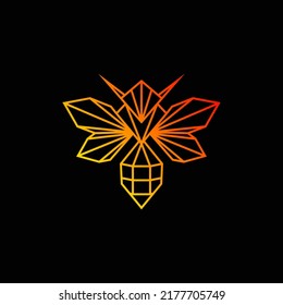 Ilustración vectorial de la plantilla de diseño de logotipo de abeja geométrica