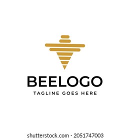 geometric bee logo icon vector template