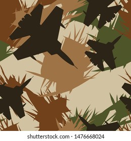 
Geometric beige camouflage seamless pattern. Green and brown spots on a beige background. Strength planes. Military fabric design. Print on paper. Vector