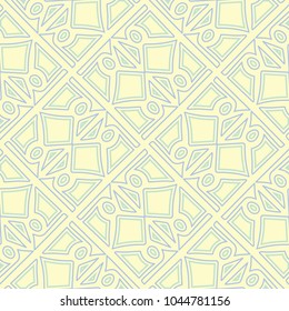 Geometric beige seamless pattern with green and blue design. Background for wallpapers, textile and fabrics