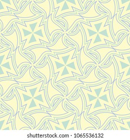 Geometric beige seamless pattern with green and blue design. Background for wallpapers, textile and fabrics
