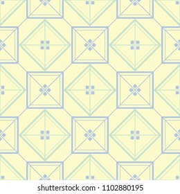 Geometric beige seamless pattern with green and blue design. Background for wallpapers, textile and fabrics