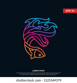 geometric beta fish logo. modern icon, template design