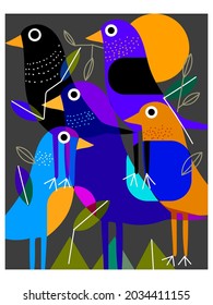 Geometric Bird Icon,shapes,line,colorful Vector Illustration.