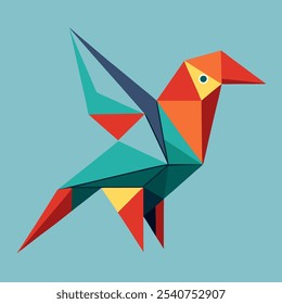 Geometric bird illustration in vibrant colors, a perfect design element for branding, social media, or any project needing a modern, bold touch.