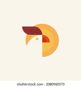 Geometric bird logo design. Rooster logo design