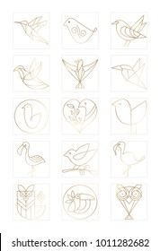 Geometric Bird Logos. Set of Birds Logos in Vector. Bird Signs and Icons
