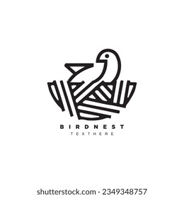 Geometric bird nest logo design for your brand or business