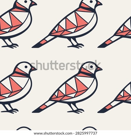Geometric bird seamless pattern with polygonal abstract style vector illustration