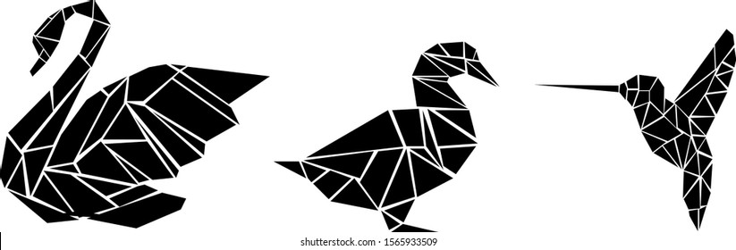 Geometric Birds, Bird Shapes, Duck, Goose,  Hummingbird