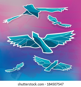 Geometric Birds white Abstract Background
