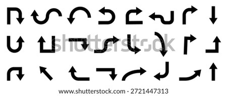Geometric black arrows set, Arrow Icons, Vector illustration.