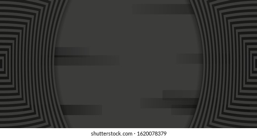 Geometric black background. Abstract 3d background with visual distortion effect. Vector design element for banners, posters, covers.