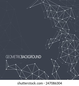 Geometric black background molecule and communication. Graphic composition for your design. Vector Illustration