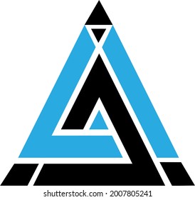 Diseño de triángulo geométrico negro y azul.