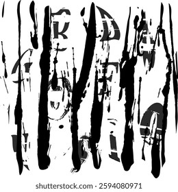 geometric black brush line and writing font alphabet pattern background and texture art design