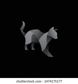 geometric black cat logo. modern icon, template design
