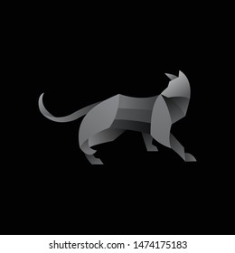 geometric black cat logo. modern icon, template design