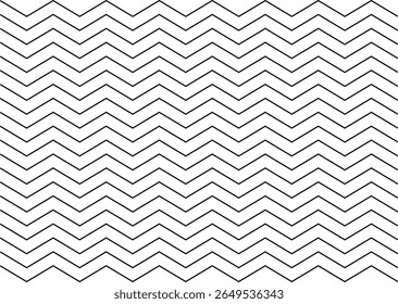 Geometrisch zwart chevron patroon met scherpe zigzag lijnen geïsoleerd op witte achtergrond