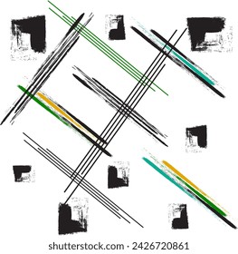 Geometric  black color brush zigzag line pattern background abstract art design