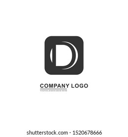 geometric black creative D logo letter simple design concept isolated on white background