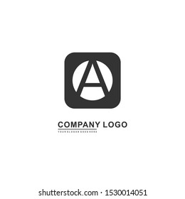 geometric black creative A logo letter simple design concept isolated on white background