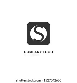 geometric black creative S logo letter simple design concept isolated on white background