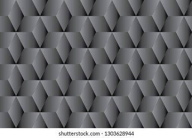 geometric black cubes abstract seamless pattern, 3d vector background