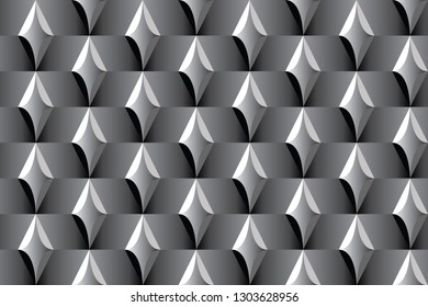 geometric black cubes abstract seamless pattern, 3d vector background
