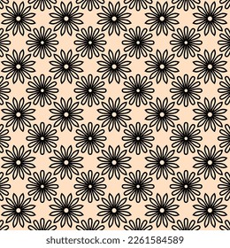 Geometric Black Flower Pattern. Floral Pattern