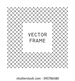 Geometric black Frame in trendy mono line style.Monogram,Invitation,Cover,Background.Frame design,Frame vintage Circle grid.Linear,art deco,vintage,hipster style.Vector illustration.Isolated on white