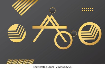 Geometric Black and Gold Background for interior, decorative, banner, cover, card