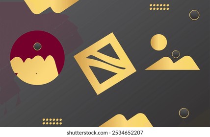 Geometric Black and Gold Background for interior, decorative, banner, cover, card