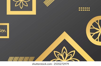 Geometrischer schwarz-goldener Hintergrund für Interieur, Dekoration, Banner, Abdeckung, Karte