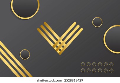 Geometric black and gold background  with various line shapes for your design