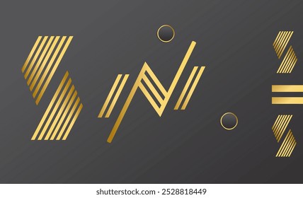 Fondo geométrico negro y oro con varias Formas de línea para su diseño