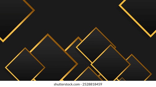 Fondo geométrico negro y oro con varias Formas de línea para su diseño