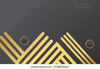 Geometrischer schwarz-goldener Hintergrund mit verschiedenen Linienformen für Ihr Design