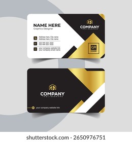 Geometric Black and Gold Business Card Design Template for Corporate Identity