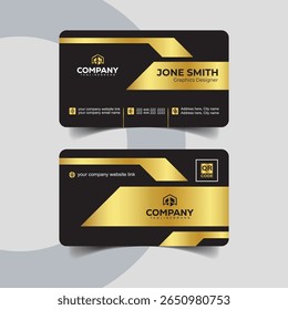Geometric Black and Gold Business Card with Modern Grid Layout for Branding