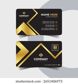 Geometric Black and Gold Business Card Template for Modern Branding