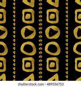 Geometric black and gold seamless pattern