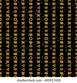 Geometric black and gold seamless pattern