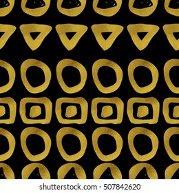 Geometric black and gold seamless pattern