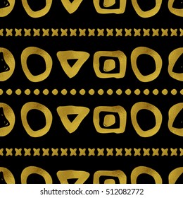 Geometric black and gold seamless pattern