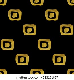 Geometric black and gold seamless pattern